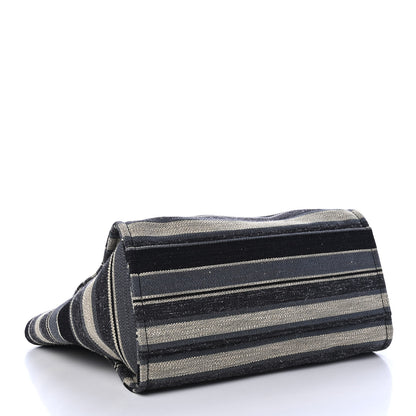 Chanel Striped Canvas Medium Deauville Tote Black 3 of 4