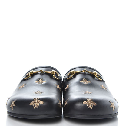 Gucci Calfskin Bee Star Embroidered Mens Horsebit River Slippers 9 Black 2 of 9