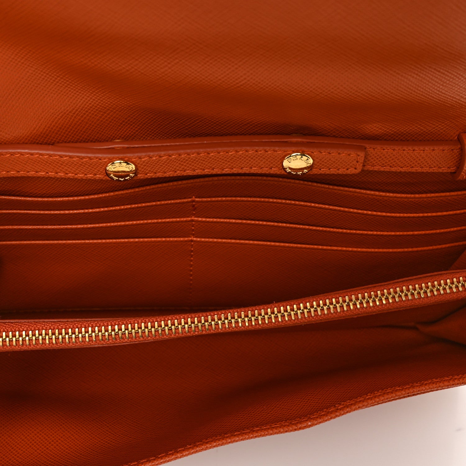 Prada Saffiano Metal Oro Chain Wallet Papaya 5 of 8