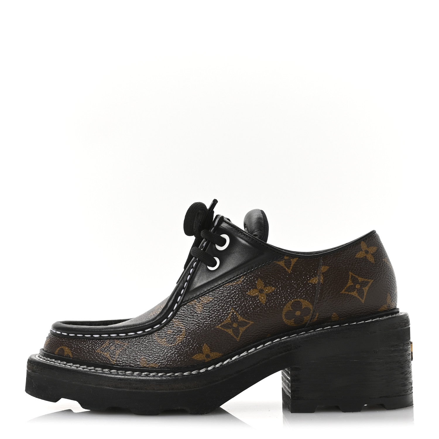 Louis Vuitton Monogram Calfskin Beaubourg Platform Derby Shoes 38 Brown 1 of 9