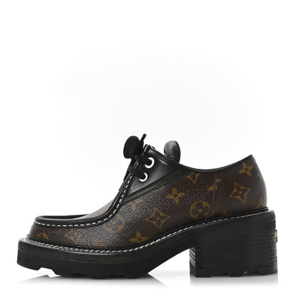 Louis Vuitton Monogram Calfskin Beaubourg Platform Derby Shoes 38 Brown 1 of 9