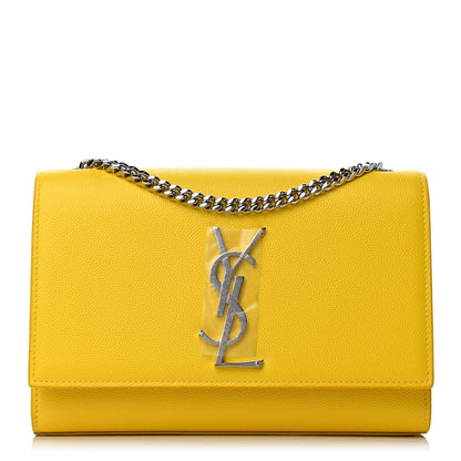 Saint Laurent Patent Grain de Poudre Small Monogram Kate Satchel Mimosa 1 of 4