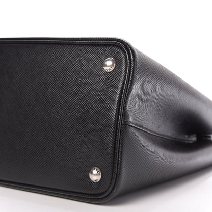 Prada Saffiano Cuir Small Double Bag Black Chrome 7 of 13