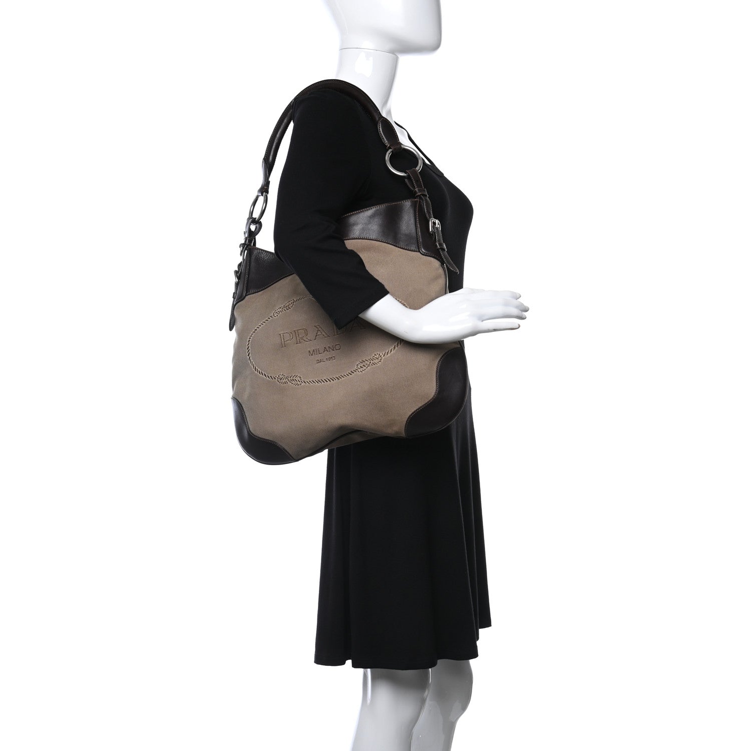 Prada Jacquard Logo Shoulder Bag Corda Bruciato 3 of 13
