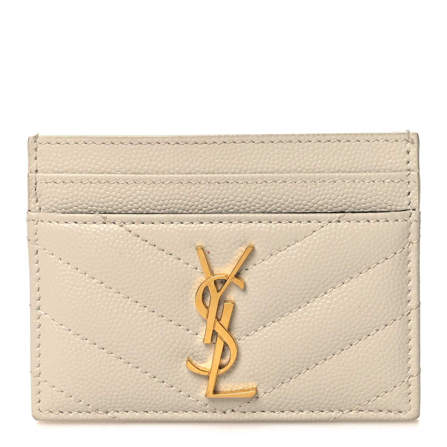 Grain De Poudre Matelasse Chevron Monogram Credit Card Case Crema Soft