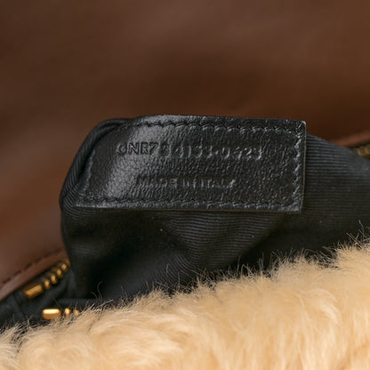Saint Laurent Shearling Calypso Crossbody Crema Naturel Dark Cigar 8 of 11
