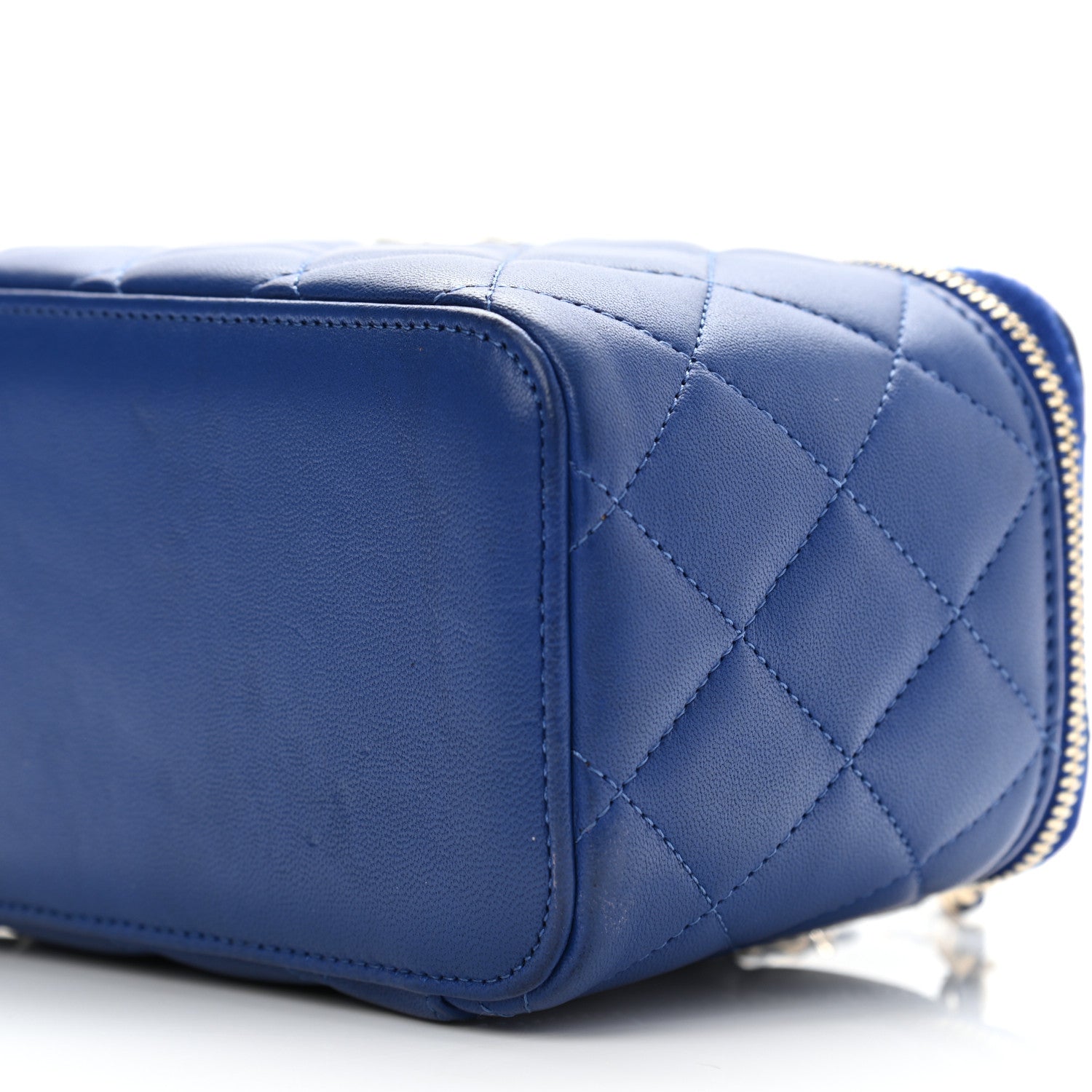 Chanel Lambskin Quilted Small Top Handle Vanity Case With Chain Blue 10 of 11