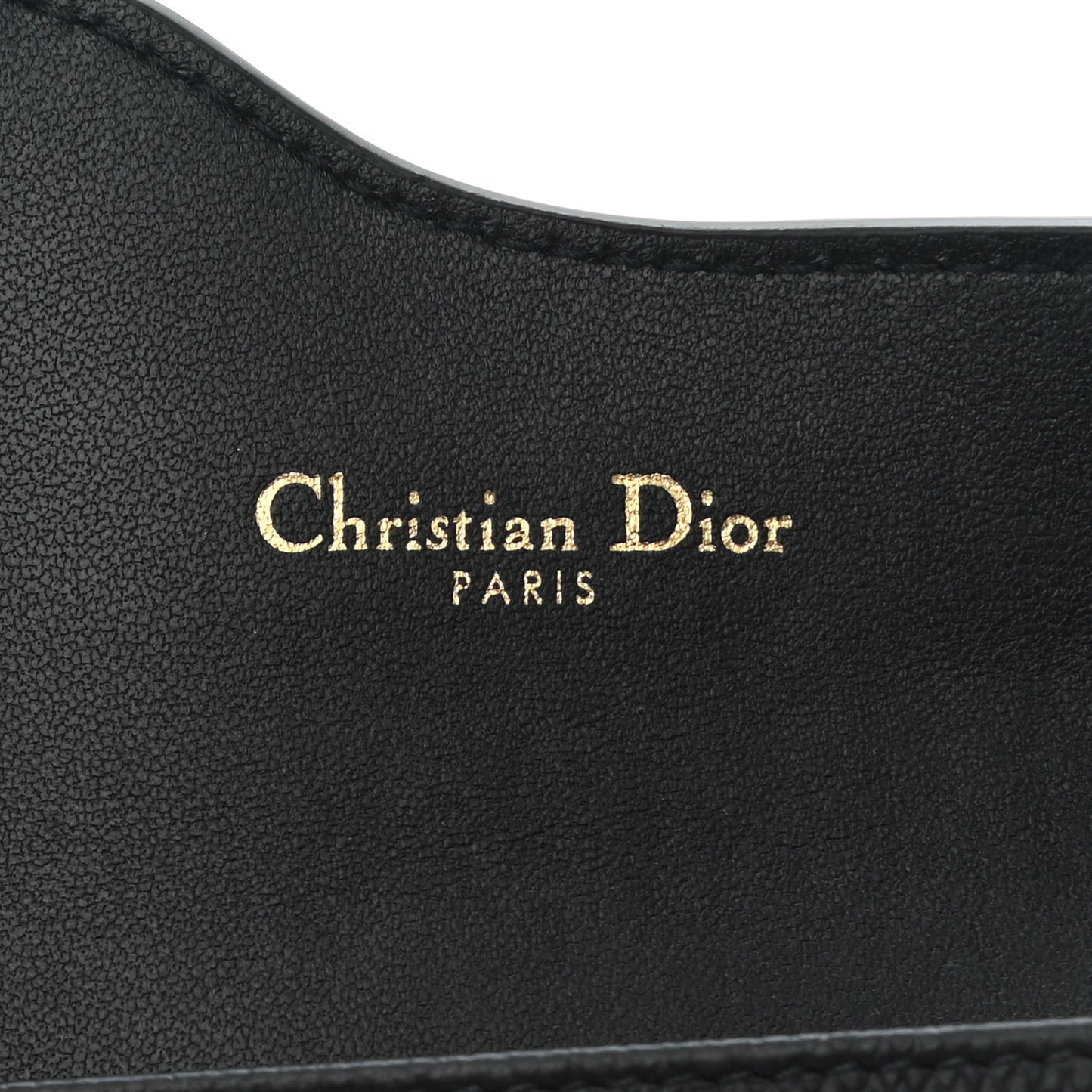 Grained Calfskin Saddle Card Holder Black