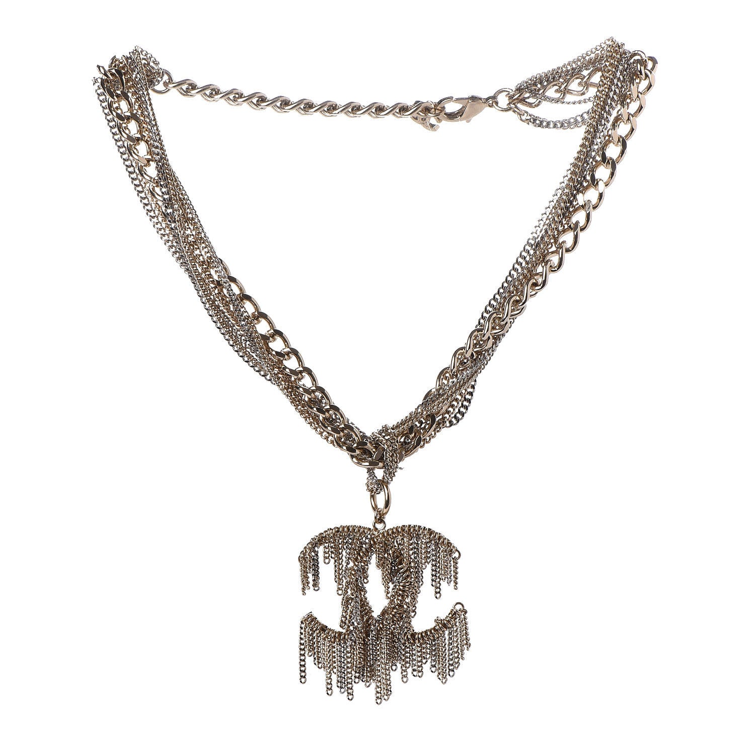 Chanel Multi Strand Chain CC Short Necklace Gold 3 of 6