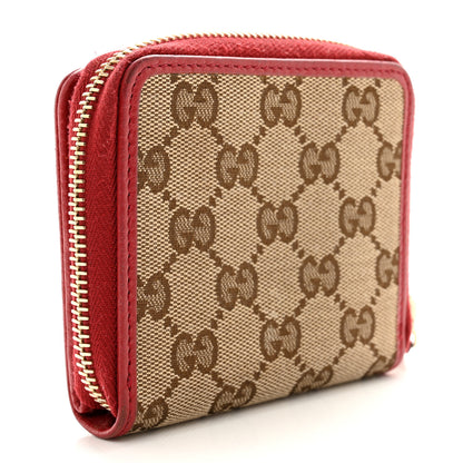 Gucci Monogram Dollar Calfskin Zip Around French Flap Wallet Beige Ebony Rosso 3 of 11