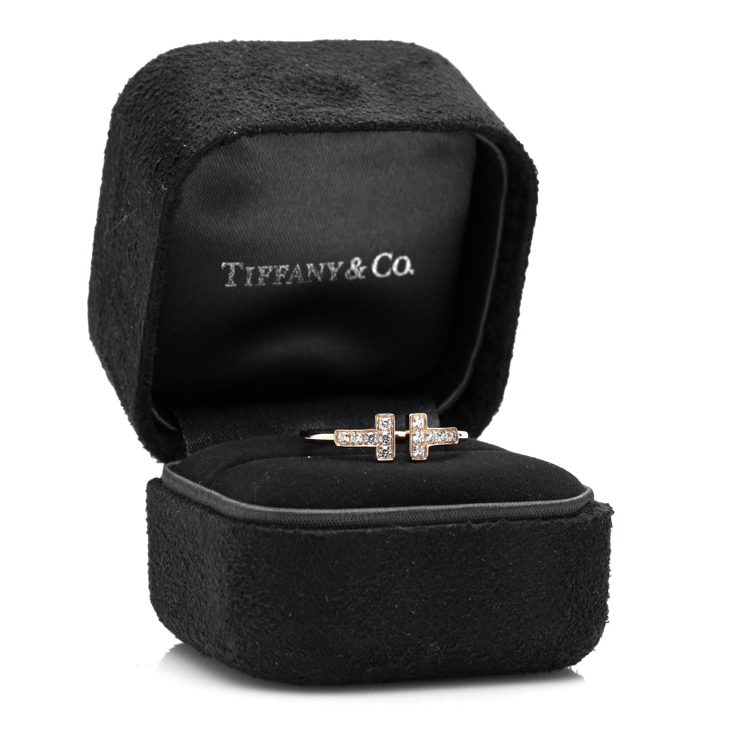 Tiffany 18K Rose Gold Diamond T Wire Ring 55 7.25 5 of 5