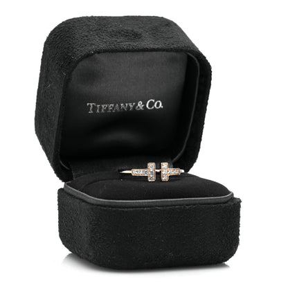 Tiffany 18K Rose Gold Diamond T Wire Ring 55 7.25 5 of 5