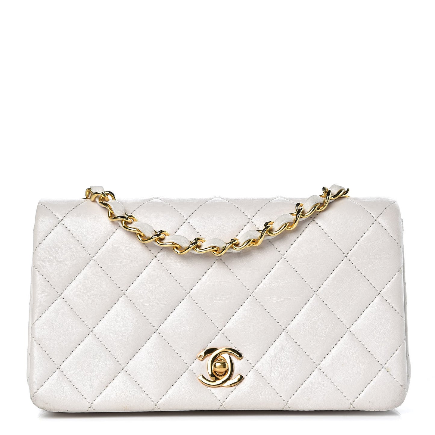 Lambskin Quilted Mini Flap White