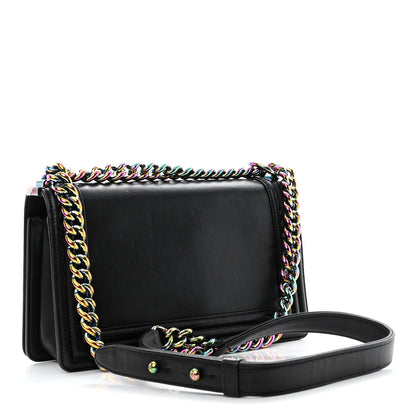 Chanel Lambskin LED Iridescent Metal Medium Boy Flap Black Multicolor 3 of 13