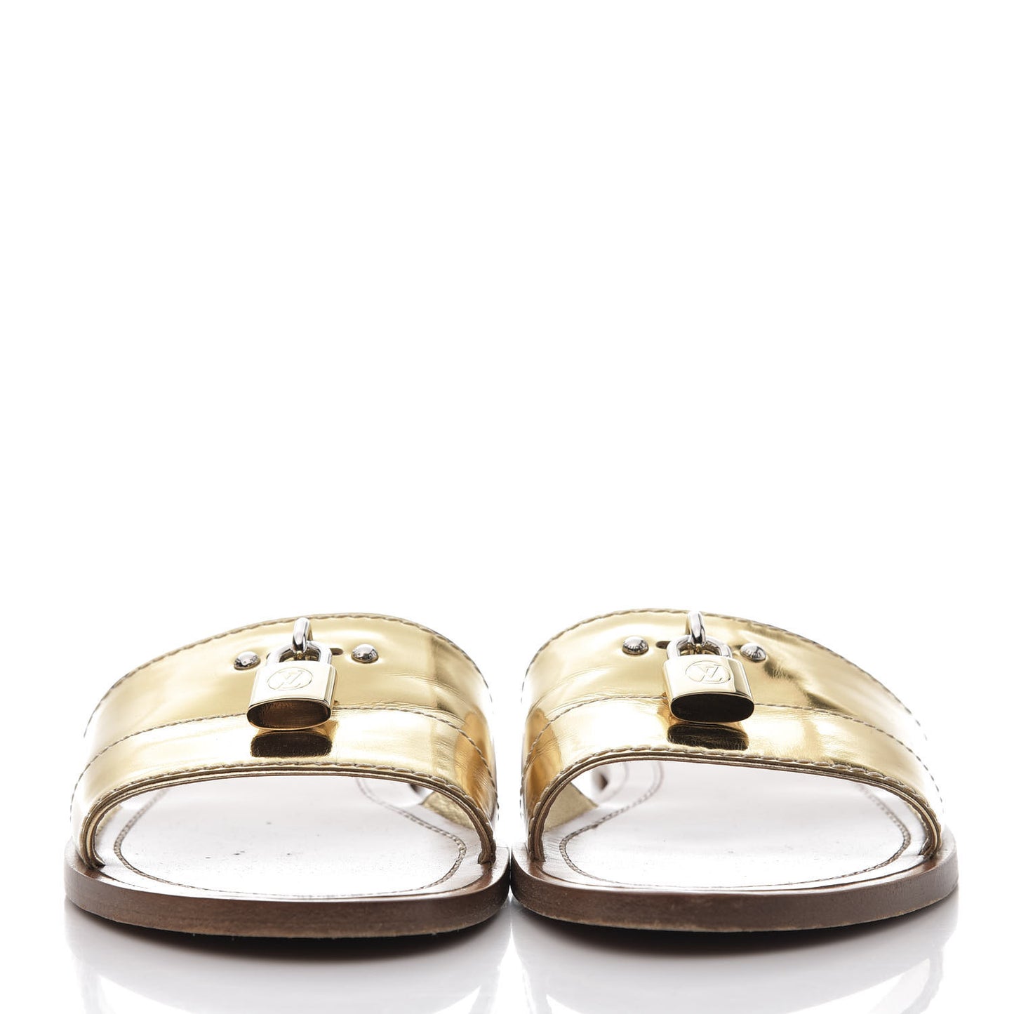 Metallic Calfskin Lock It Flat Mule 36 Gold