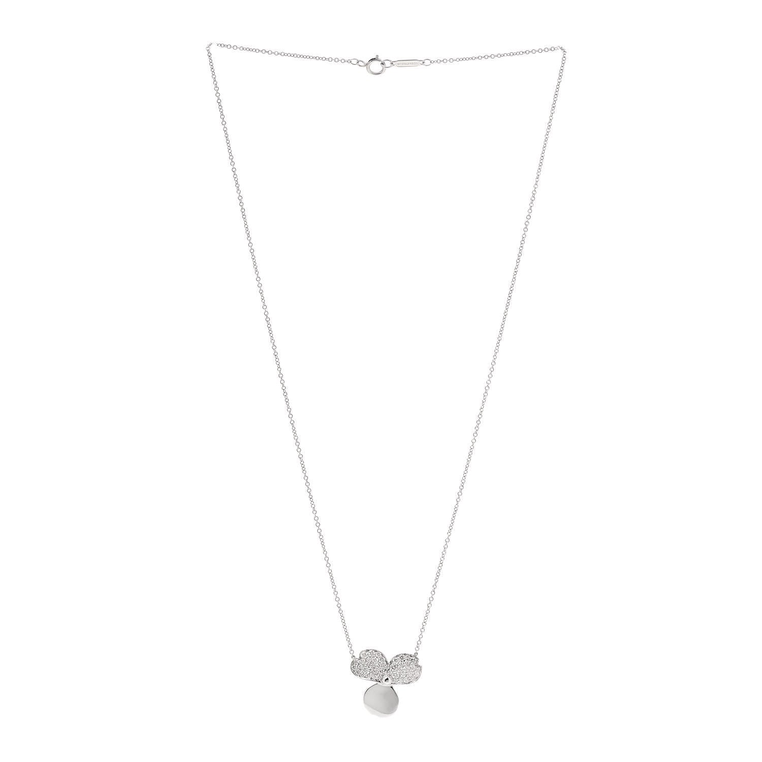 Tiffany Platinum Diamond Paper Flowers Pendant Necklace 3 of 6