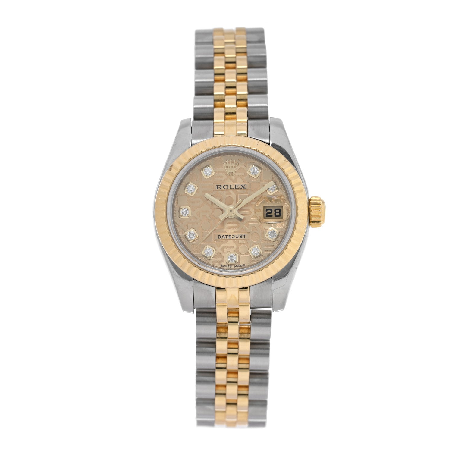 Rolex Stainless Steel 18K Yellow Gold Diamond 26mm Oyster Perpetual Datejust Watch Champagne Jubilee 179173 1 of 5