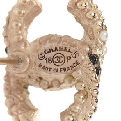 Chanel Pearl Resin Twisted CC Earrings Gold 4 of 4