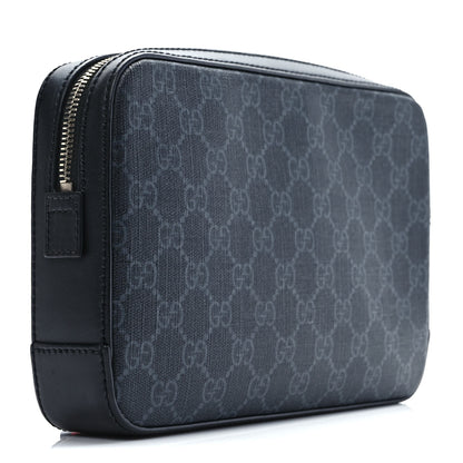 Gucci GG Supreme Monogram Appia Calfskin Web Wristlet Black 3 of 9