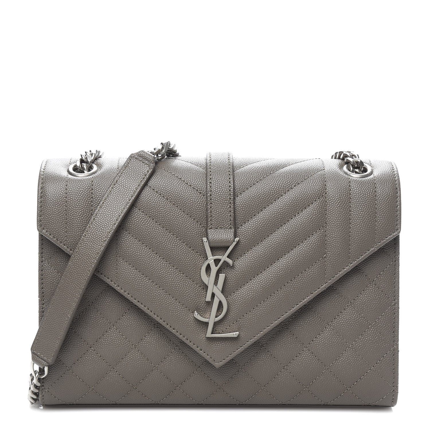 Saint Laurent Grain De Poudre Textured Mixed Matelasse Medium Triquilt Monogram Satchel Earth 1 of 9