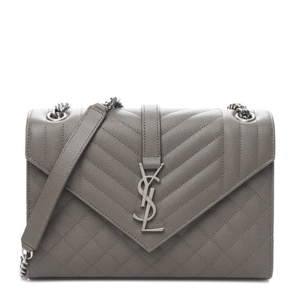 Saint Laurent Grain De Poudre Textured Mixed Matelasse Medium Triquilt Monogram Satchel Earth 1 of 9