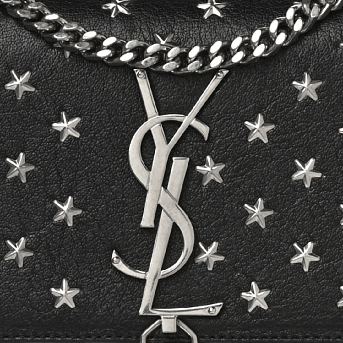 Saint Laurent Calfskin Star Studded Medium Classic Monogram Kate Tassel Satchel Black 7 of 12
