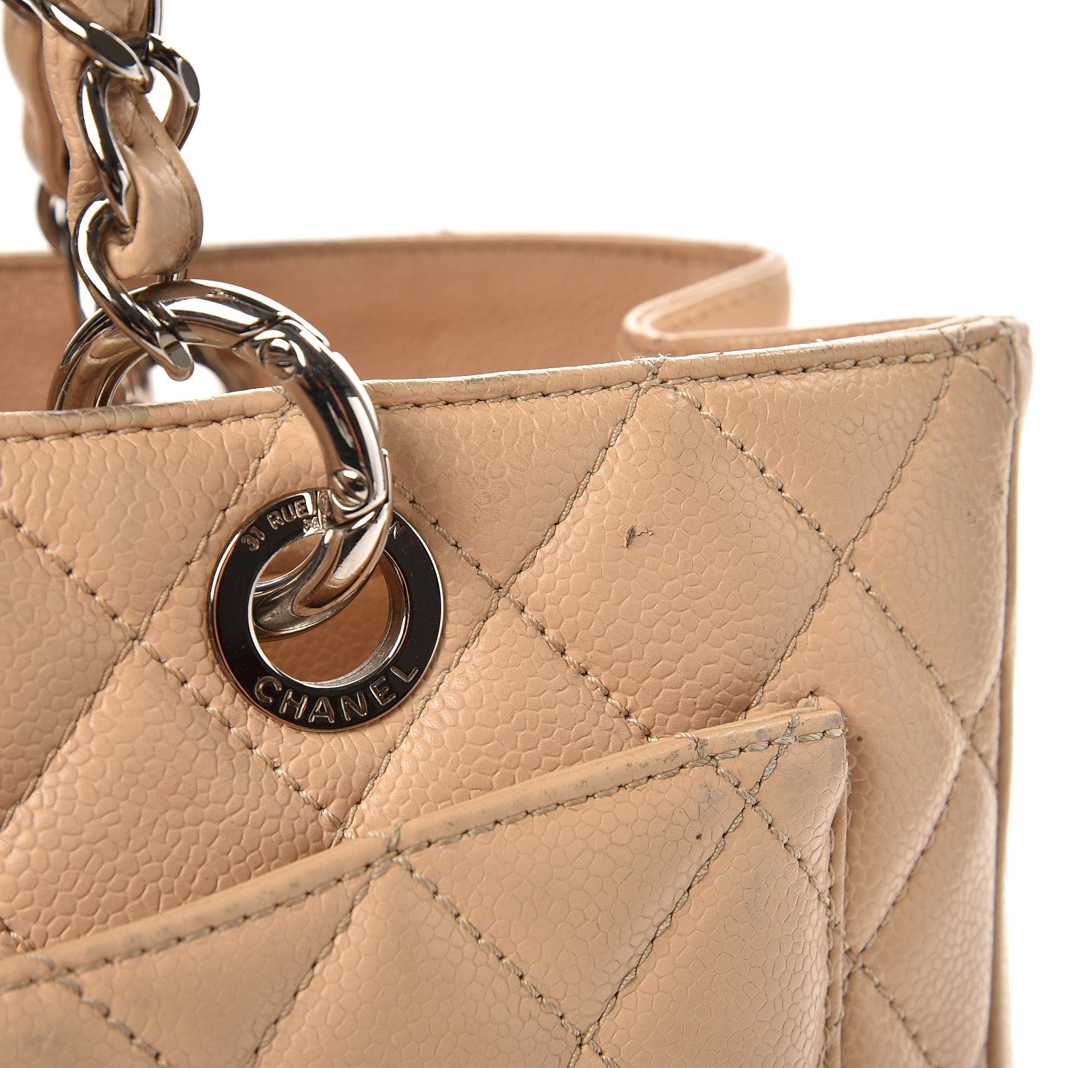 Chanel Caviar Quilted Grand Shopping Tote GST Beige 13 of 15