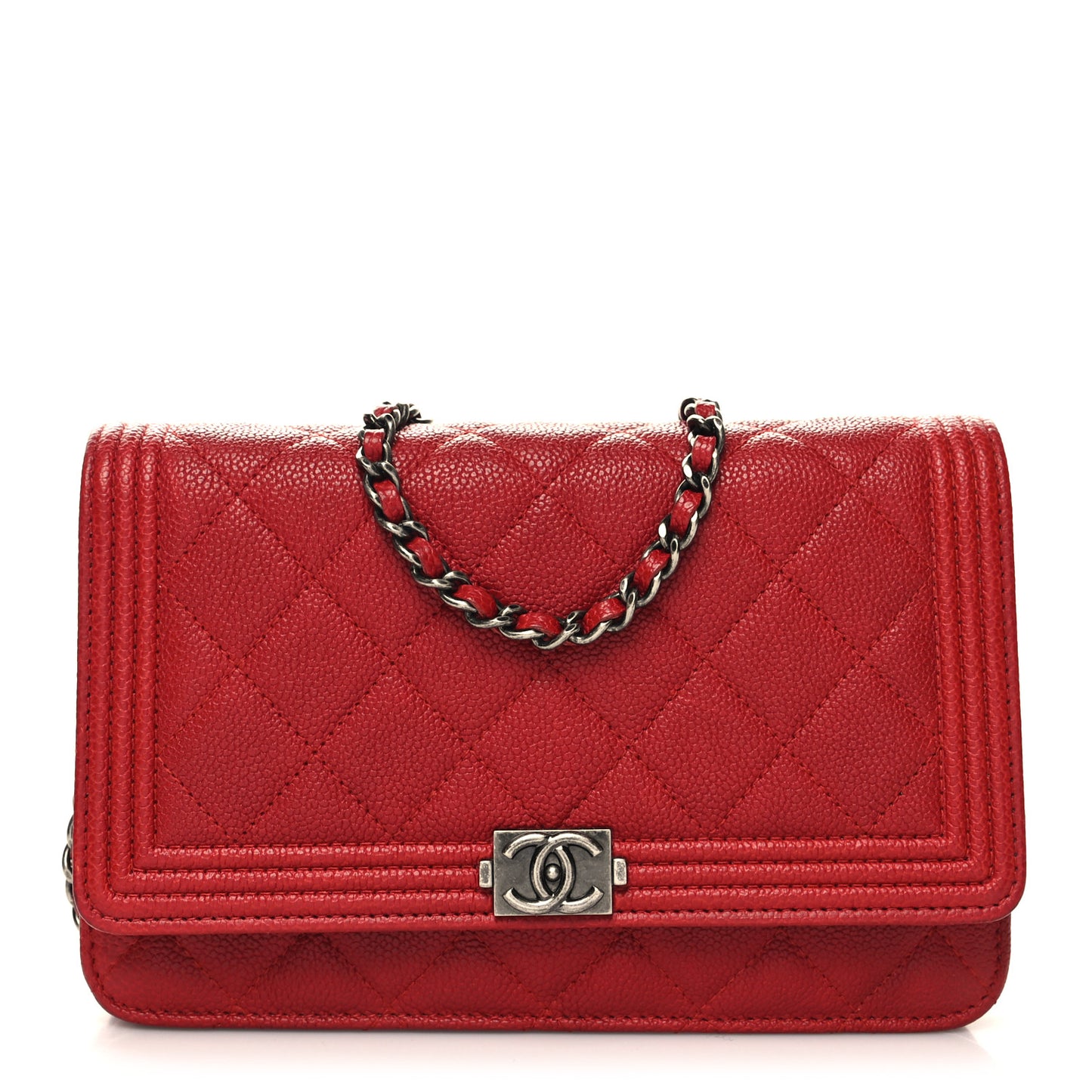 Caviar Quilted Boy Wallet On Chain WOC Red