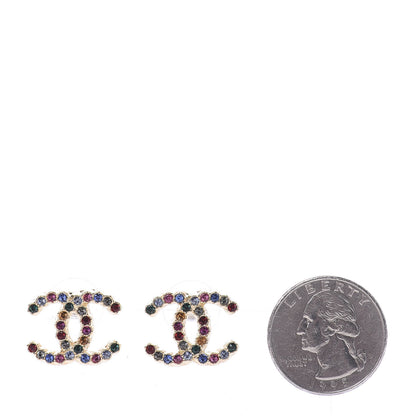 Chanel Crystal Over The Rainbow CC Earrings Gold Multicolor 2 of 5