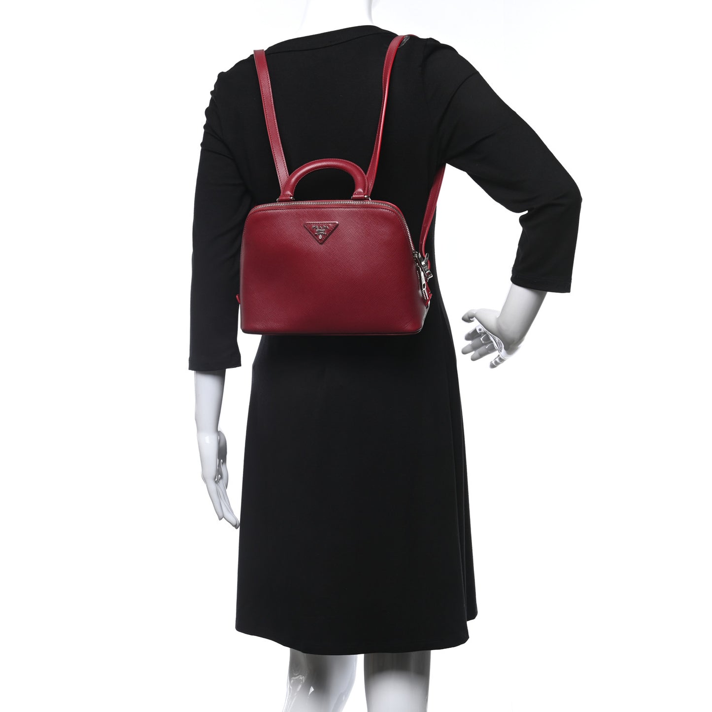 Saffiano Lux Promenade Backpack Cherry