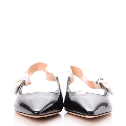 Christian Dior Patent Ribbon J'Adior Slingback Ballet Flats 37 Black 2 of 9