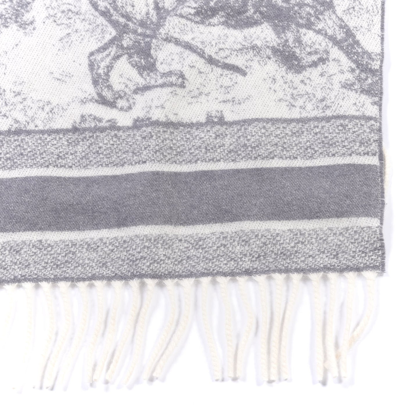 Cashmere Toile De Jouy Poncho Grey