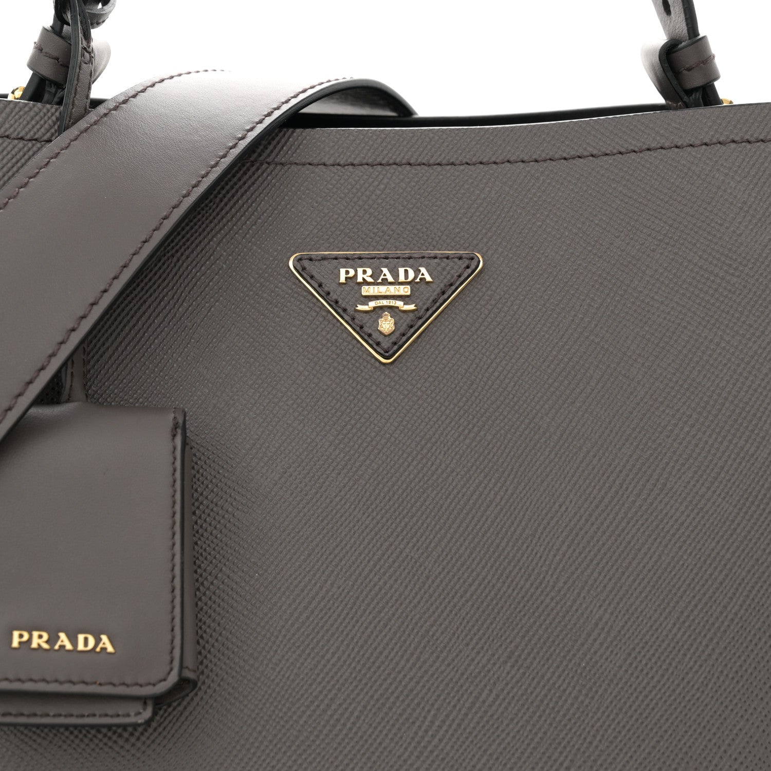 Prada Saffiano Cuir Calfskin Matinee Tote Fumo Black 8 of 10