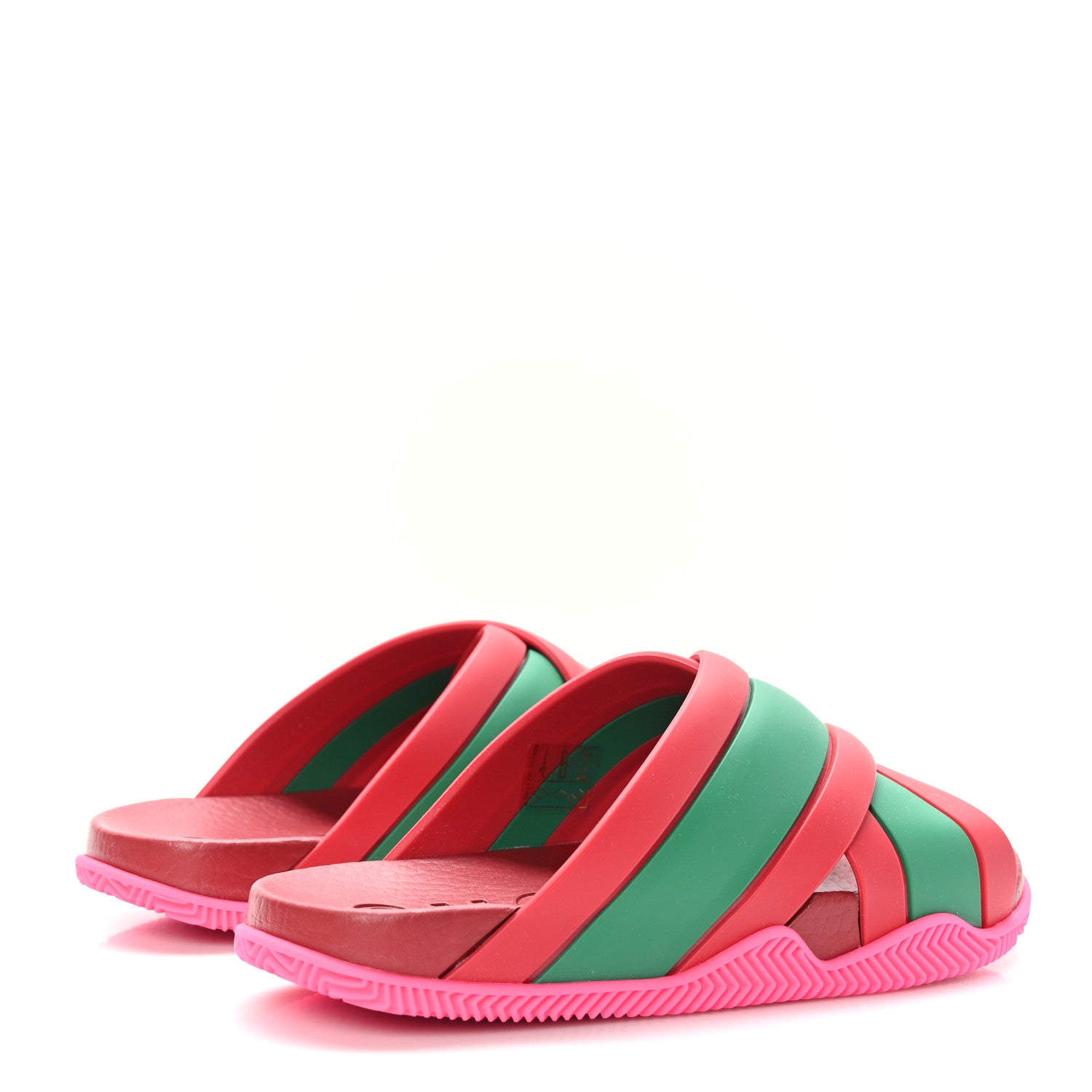Gucci Rubber Web Womens Criss Cross Slide Sandals 35 Coral New Shamarock 4 of 8