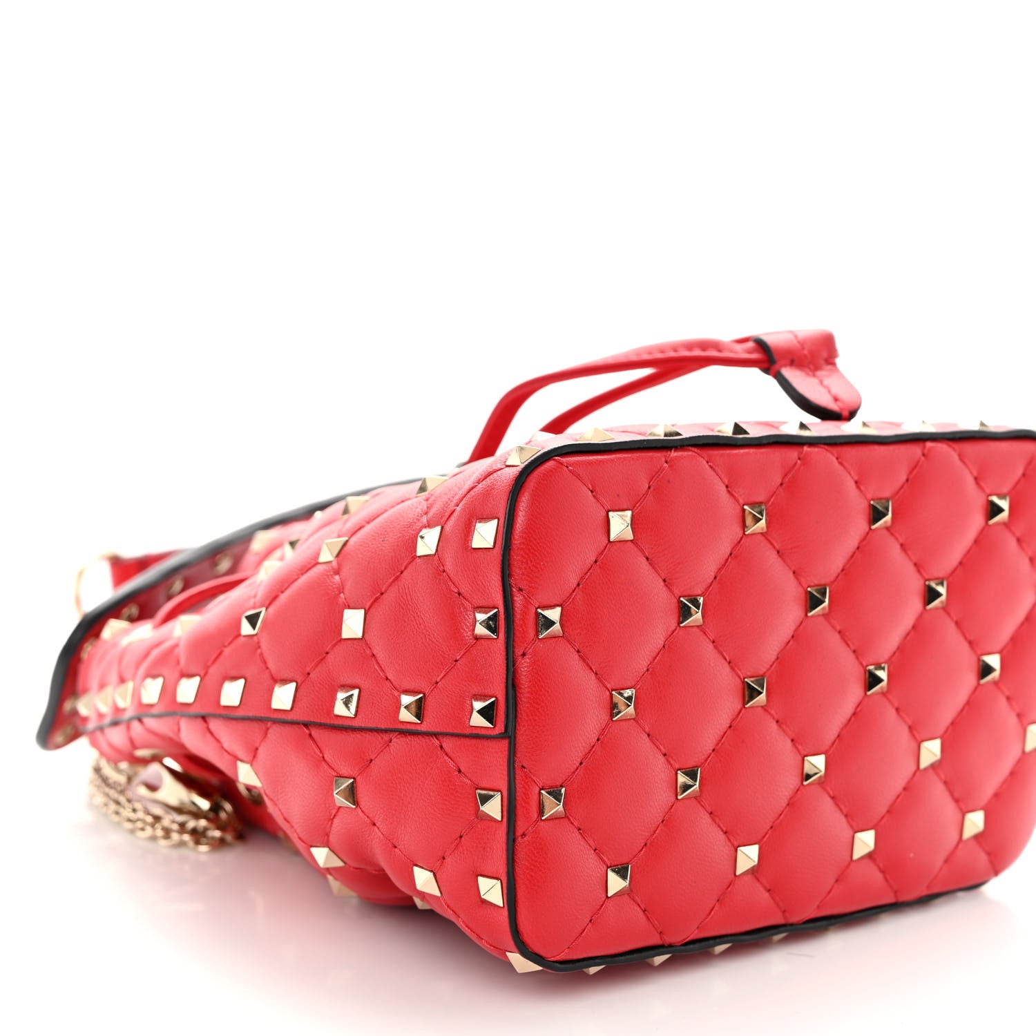 Valentino Garavani Nappa Mini Rockstud Spike Bucket Bag Rouge Pur 8 of 9