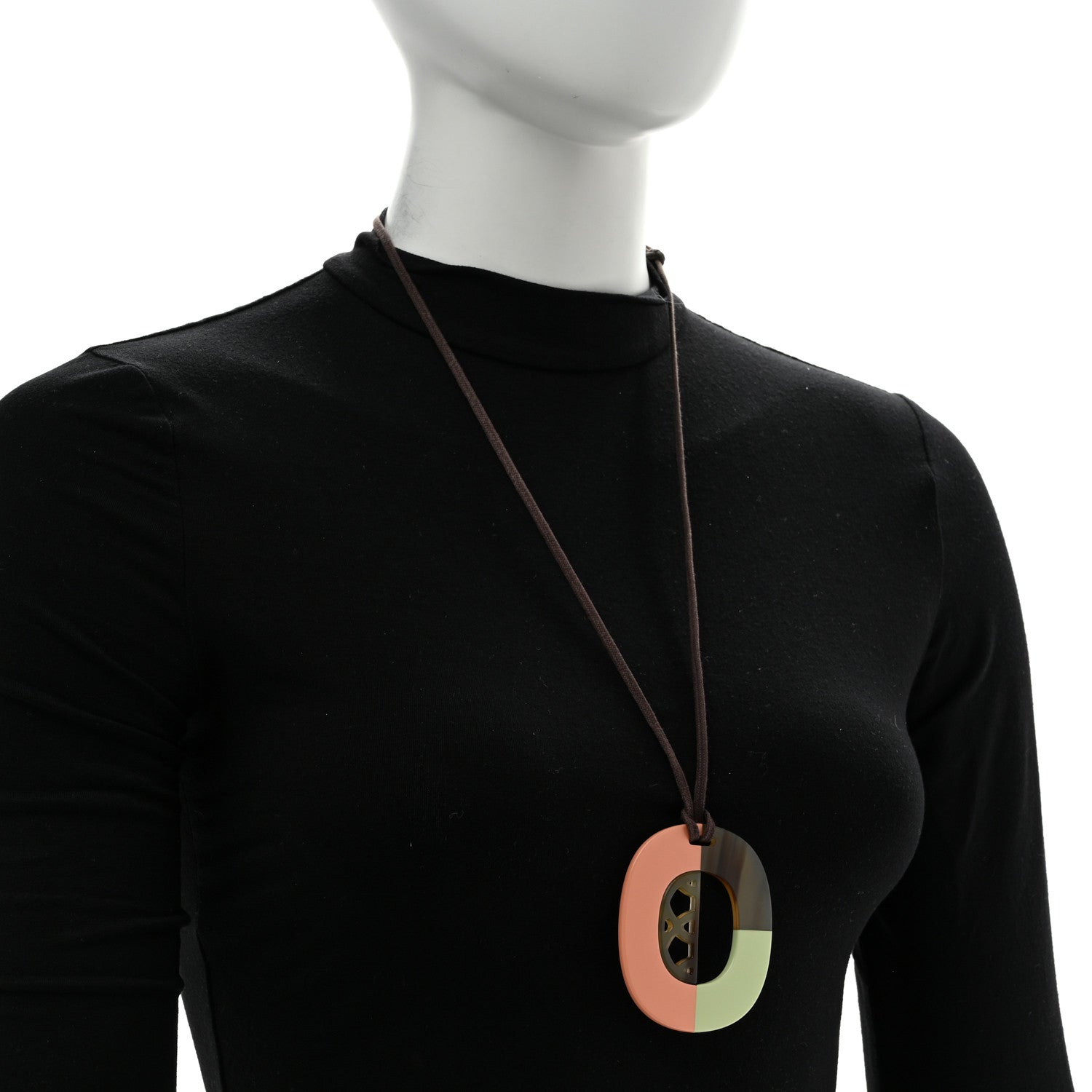 Hermes Buffalo Horn Lacquer Lift Necklace Songe 2 of 6
