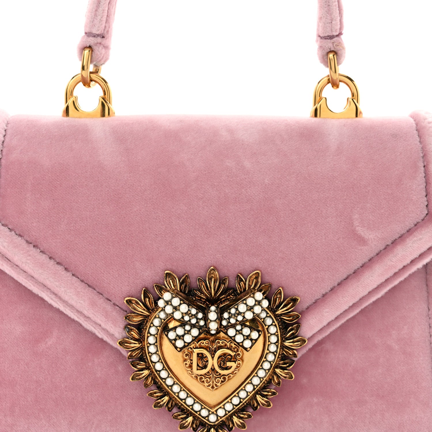 Dolce & Gabbana Velvet Small Devotion Envelope Top Handle Bag Pink 7 of 9