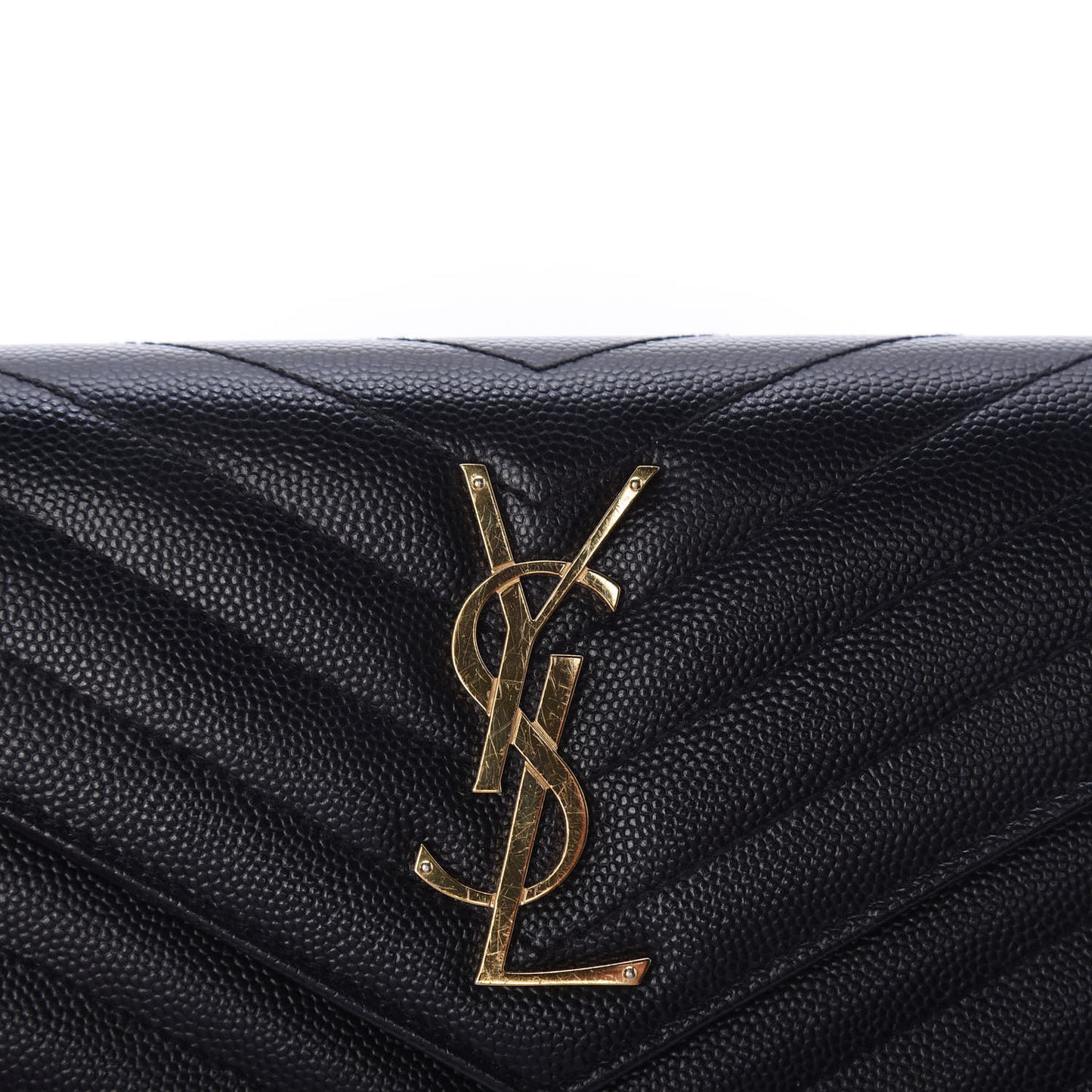 Grain De Poudre Matelasse Chevron Monogram Flap Wallet Black