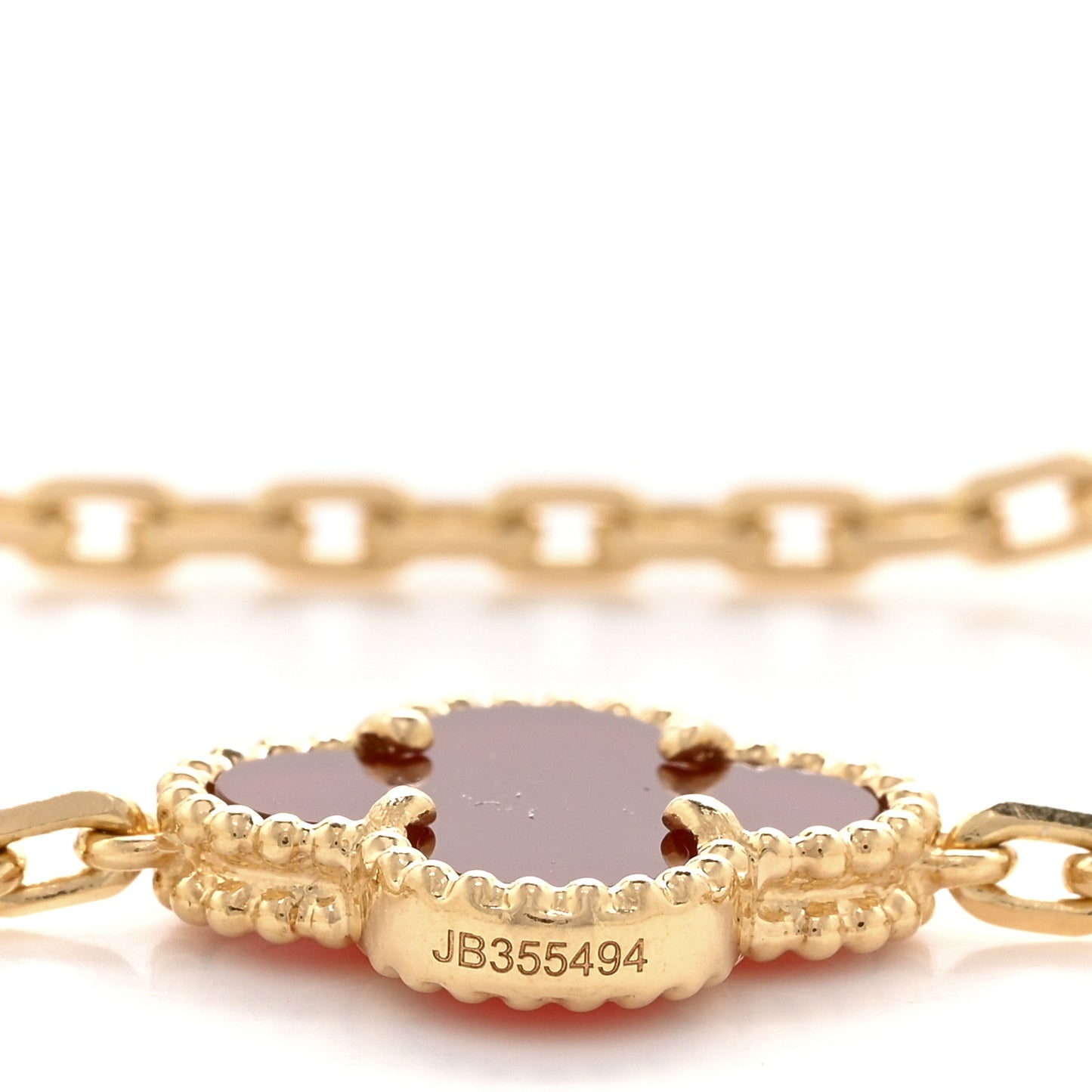 18K Yellow Gold Carnelian 20 Motifs Vintage Alhambra Necklace