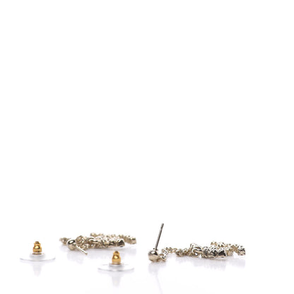 Chanel Crystal CC Drop Earrings Pink Grey Gold 3 of 5
