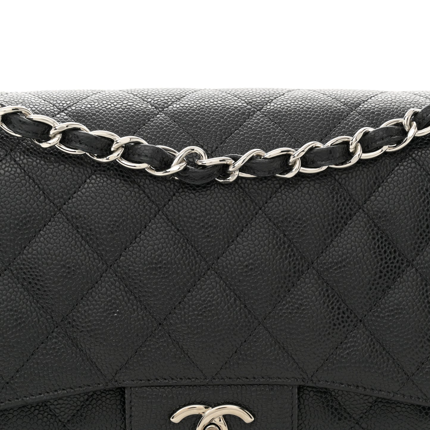 Caviar Quilted Jumbo Double Flap Black