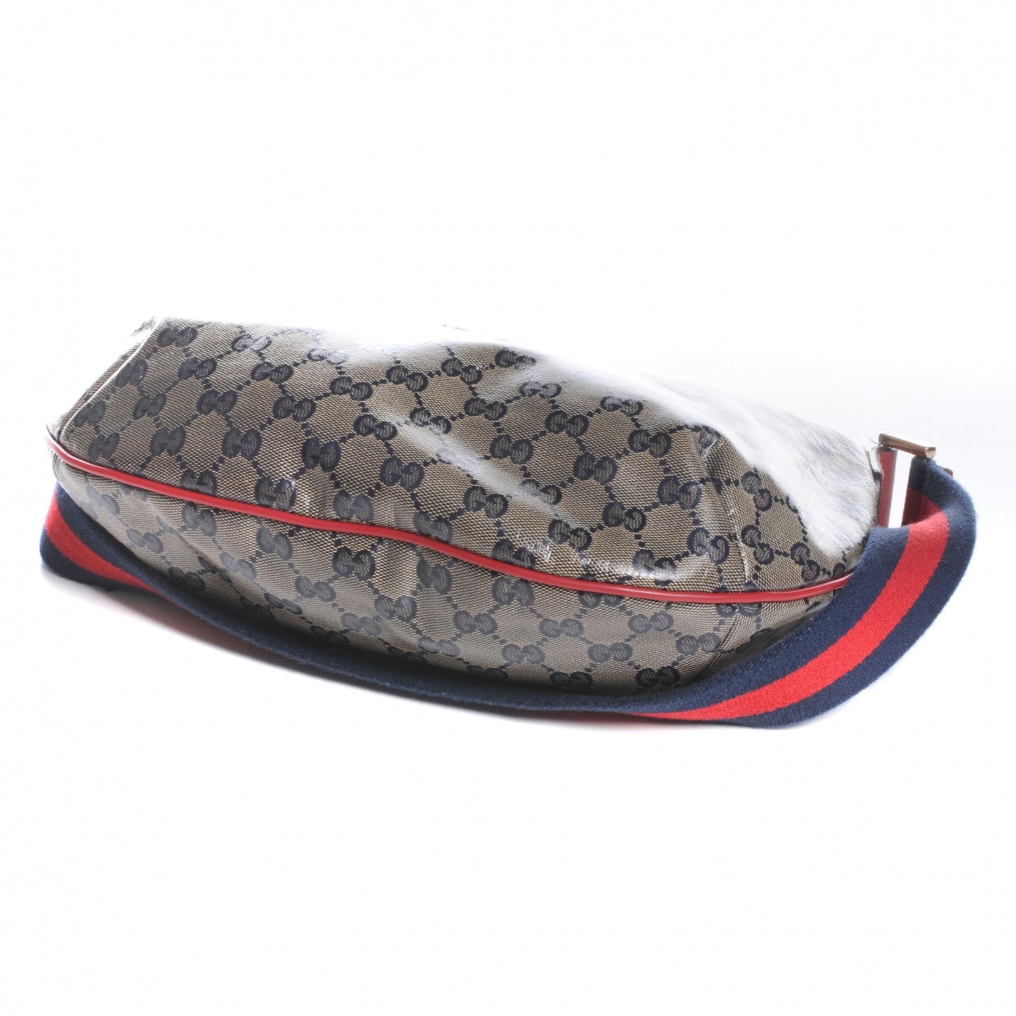 Crystal Monogram Web Medium Half Moon Hobo Navy