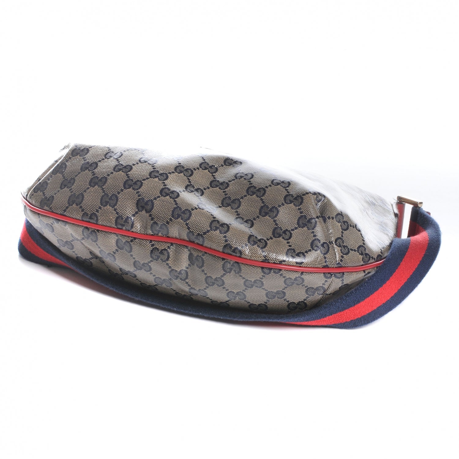 Gucci Crystal Monogram Web Medium Half Moon Hobo Navy 4 of 8