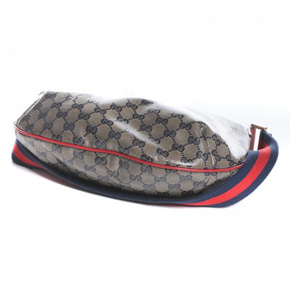 Gucci Crystal Monogram Web Medium Half Moon Hobo Navy 4 of 8