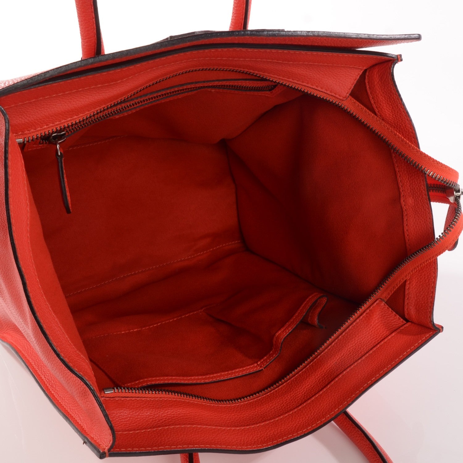 Celine Drummed Calfskin Mini Luggage Vermillion 6 of 14