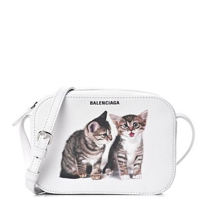 Balenciaga Calfskin Kittens Logo XS Everyday Camera Bag White 1 of 13