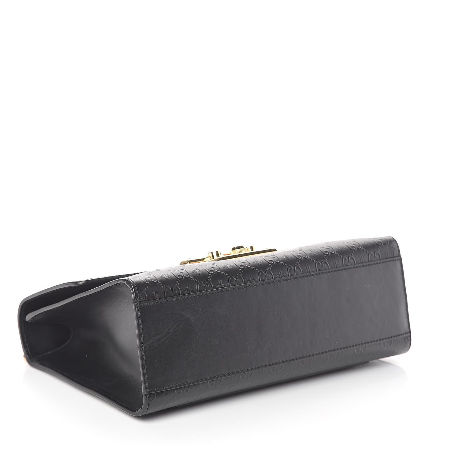 Calfskin GG Monogram Bees Embossed Medium Padlock Shoulder Bag Black