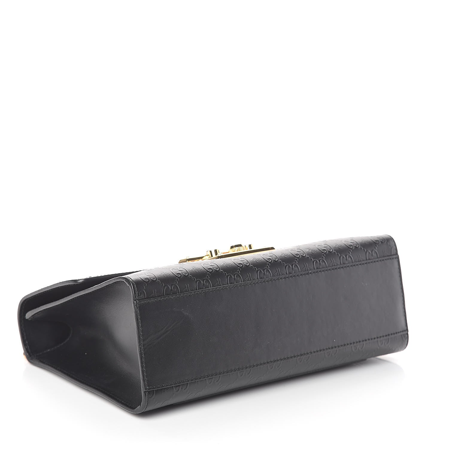 Gucci Calfskin GG Monogram Bees Embossed Medium Padlock Shoulder Bag Black 4 of 8
