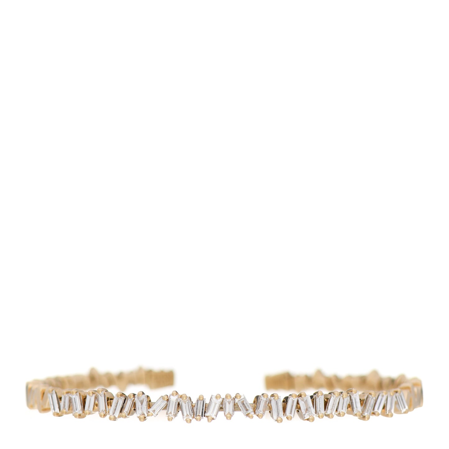 18K Yellow Gold Diamond Fireworks Classic Baguette Bangle Bracelet