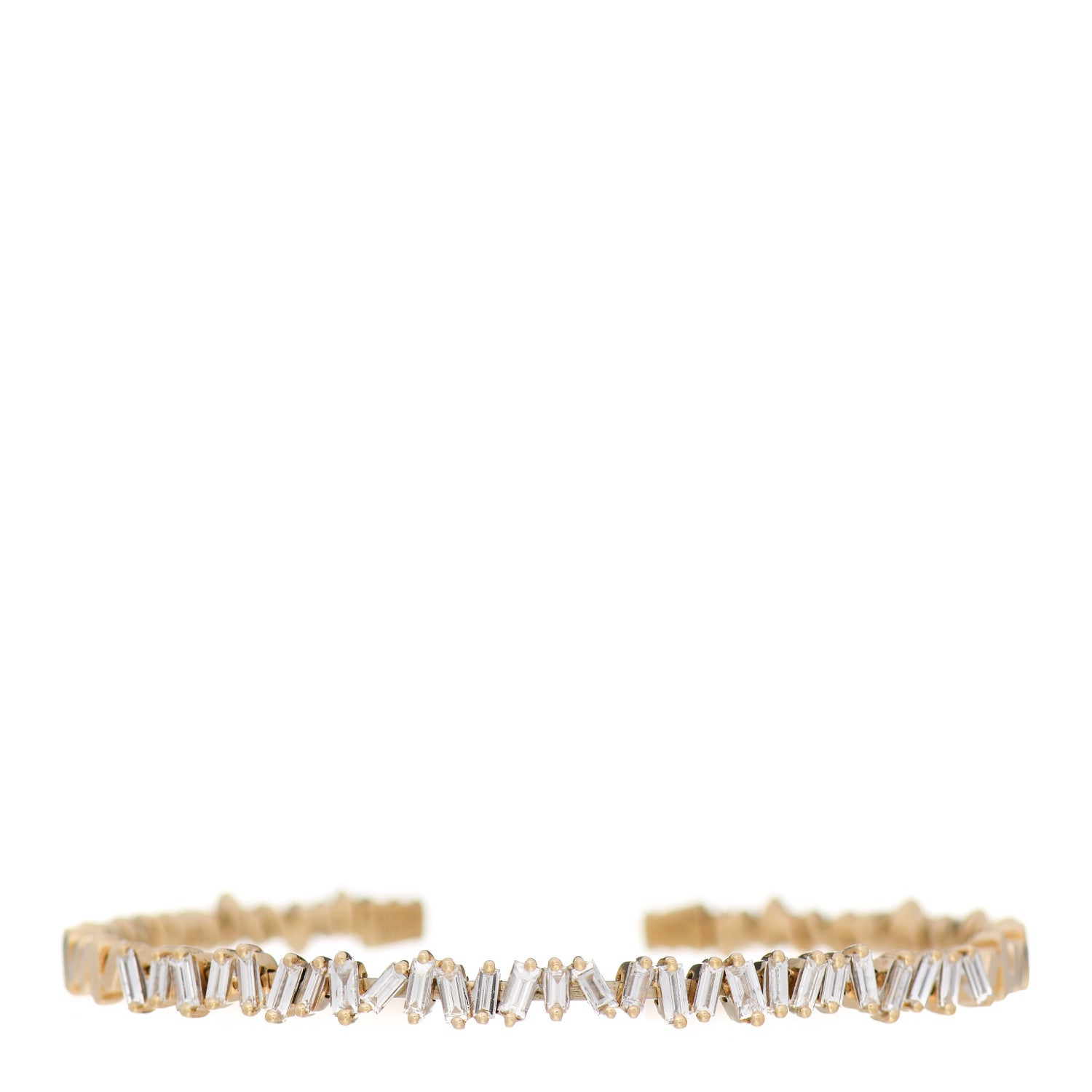 Suzanne Kalan 18K Yellow Gold Diamond Fireworks Classic Baguette Bangle Bracelet 1 of 4